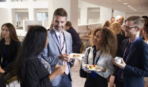 employees at a networking event