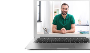 man on laptop screen
