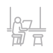 Student sitting on stool icon