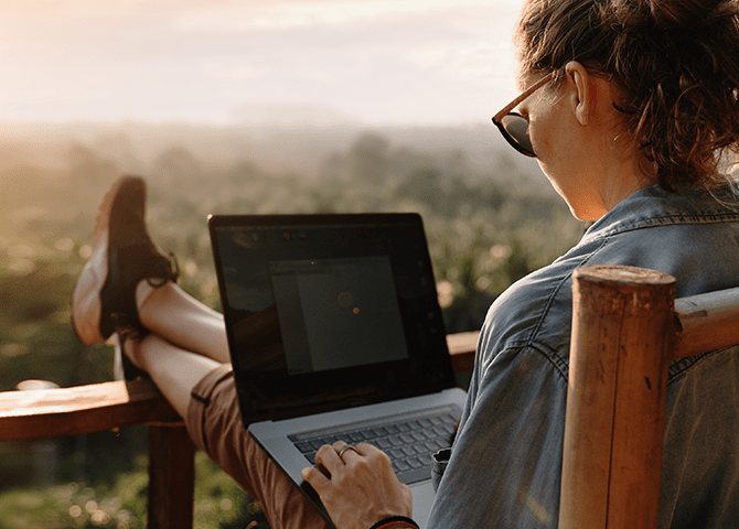 woman working on laptop