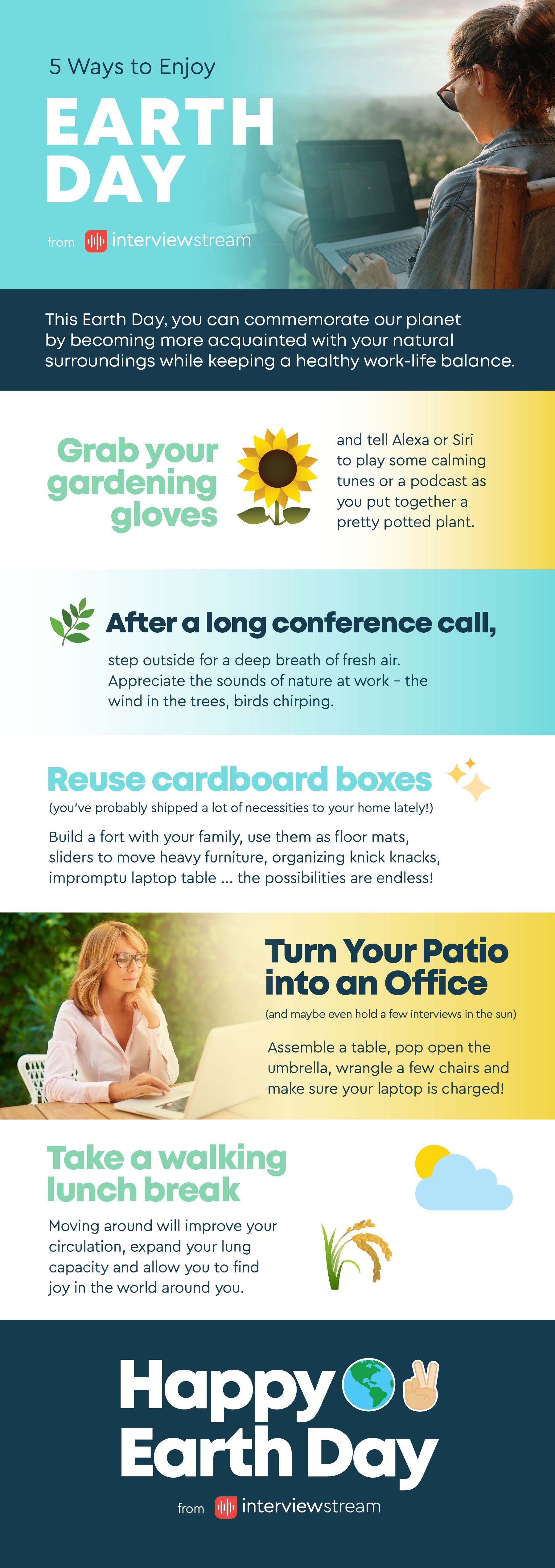Infographic providing some tips and activities to maintain a healthy work-life balance