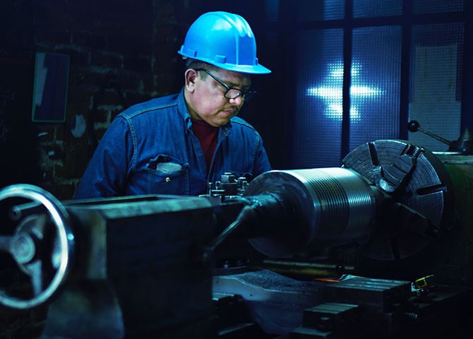 man working on machine