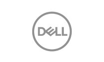 Dell logo in grayscale.