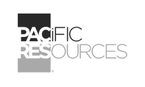 Pacific Resources logo in grayscale.