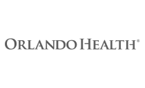 Orlando Health logo in grayscale.