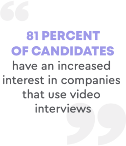 81 Percent of candidates have an increased interest in companies that use video interviews