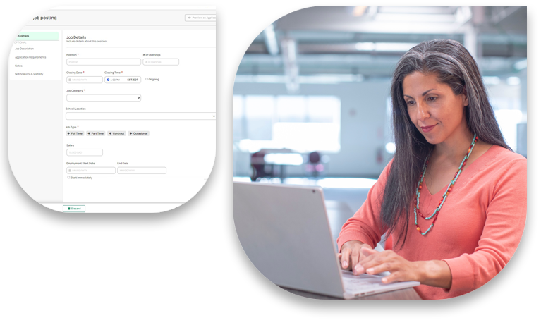 HR Manager evaluating candidate interview for teaching position through ApplyToEducation Applicant Tracking with the interviewstream integration