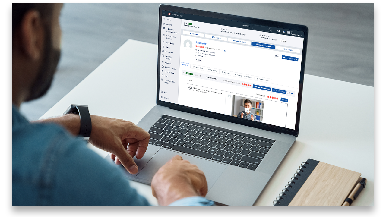 Recruiter reviewing a video interview in interviewstream