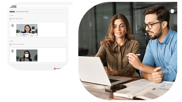 HR Manager evaluating candidate interview for positions through interviewstream's video interviewing software using the Open API integration