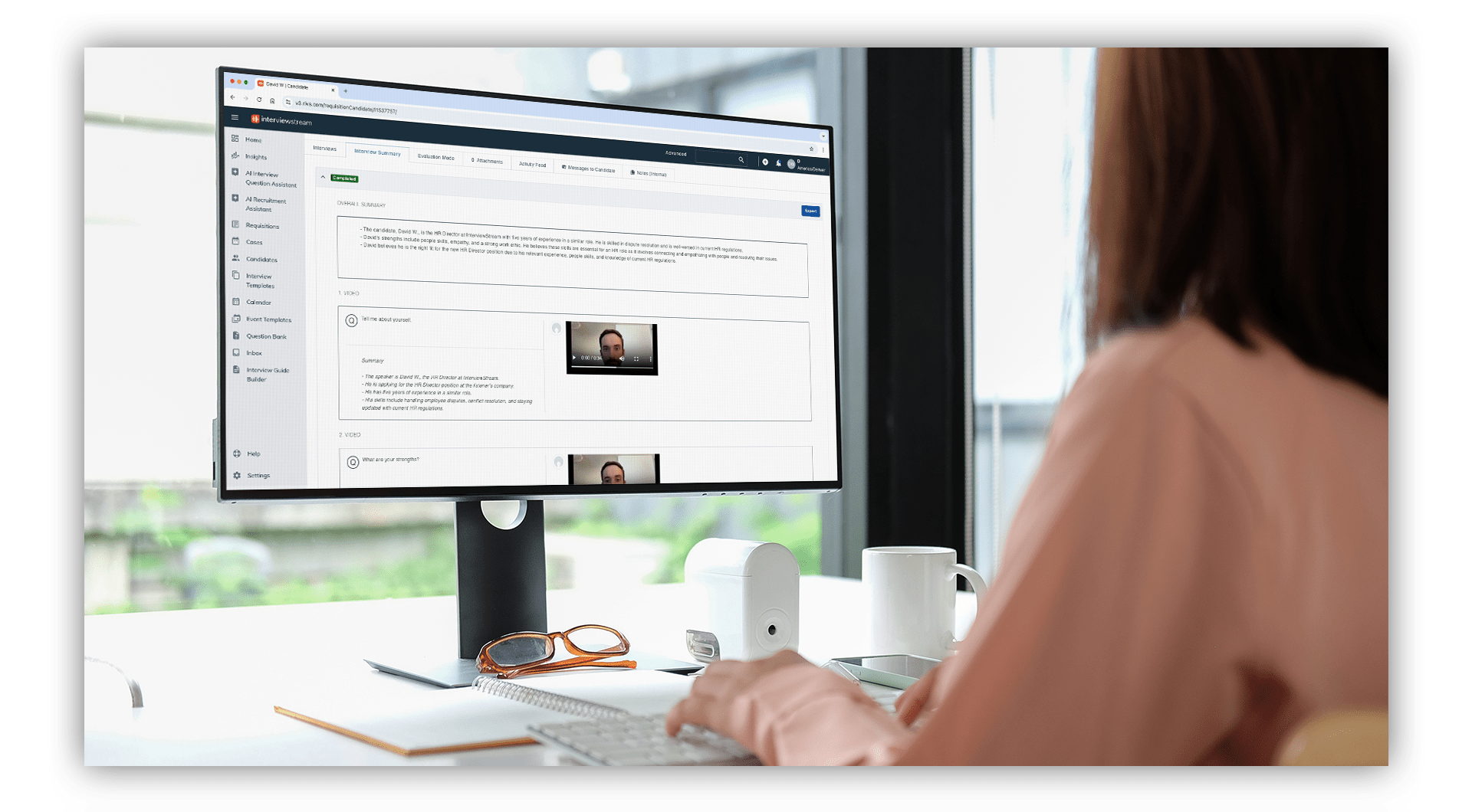 interviewstream AI interview summary tool being used by a recruiter to save time while evaluating candidates.