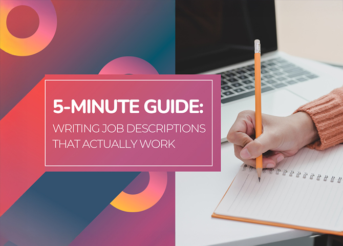 Thumbnail image with text 5-Minute Guide: Writing Job Descriptions Actually Work