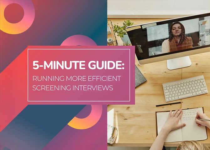 Person participating in an on-demand video interview on a computer, representing running more efficient screening interviews.